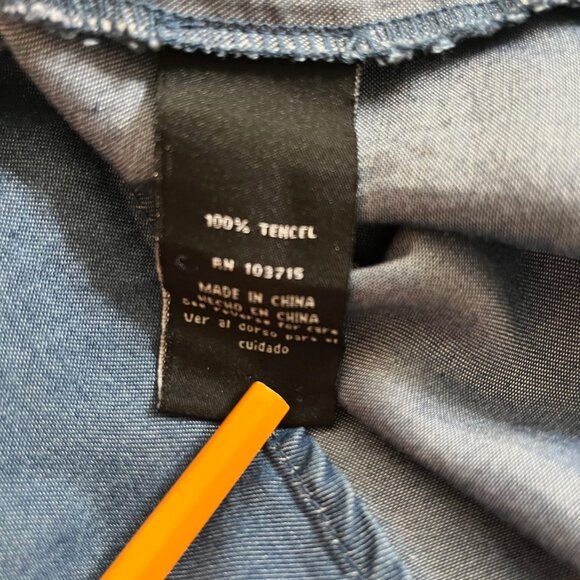 Zac & Rachel V-Neck Tunic Flutter Sleeve Large Women's Lightweight Blue Denim - Picture 8 of 9